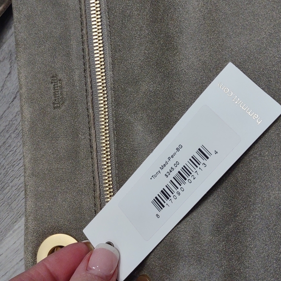 Hammitt Tony Medium Pewter Gray Brushed Gold Crossbody Handbag New Purse Leather - Picture 3 of 9